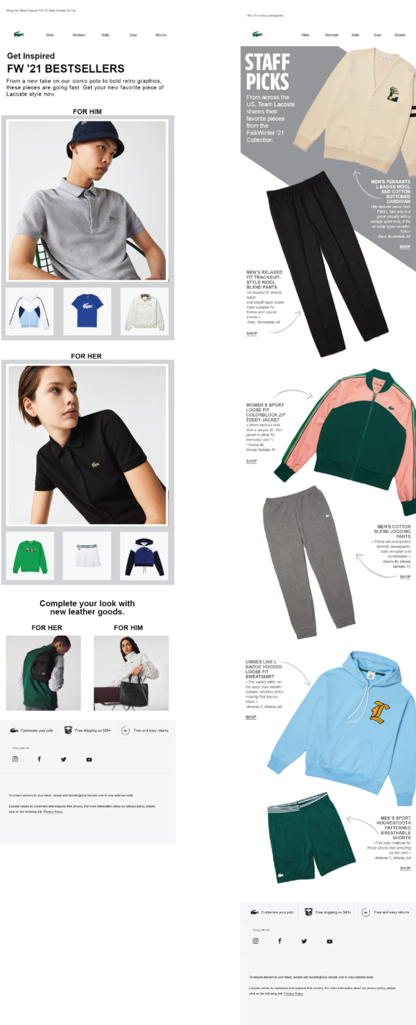 Lacoste Email Set Two